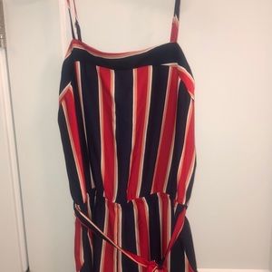 Striped jumpsuit, perfect 4th of July colors!!